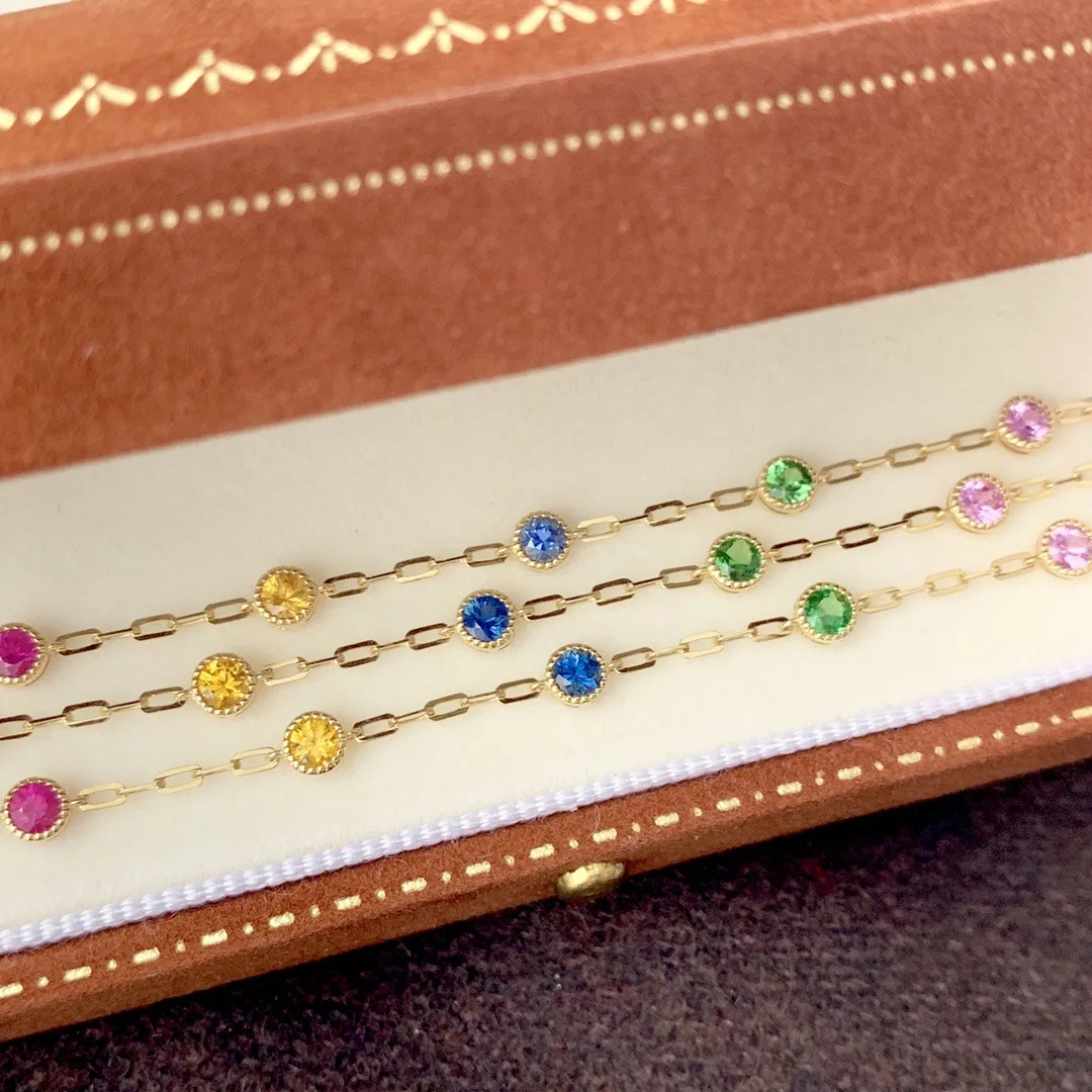 

Браслет из стерлингового серебра 925 пробы с бриллиантами и красочными бриллиантами, модный и универсальный сладкий браслет, подарок для девочек