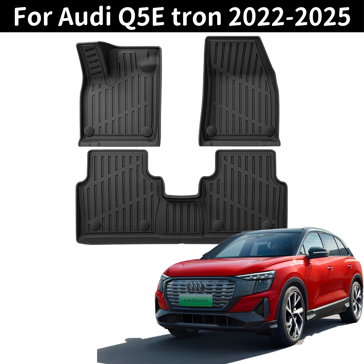 

For Audi Q5 E-tron 2022-2025 5 seats & 7 seats TPE Floor Mats Cargo Liner, All Weather Anti-Slip Waterproof Rear Trunk Pad