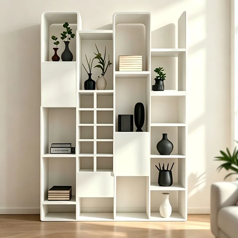 Painted bookcase, Italian minimalist living room shelf, decorative partition bogu cabinet