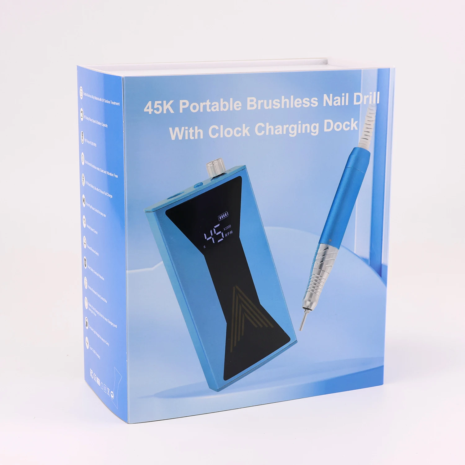 Nieuwe professionele 85w aluminiumlegering materiaal waterdicht handvat stille borstelloze draagbare nagelboormachine manicure 45KRPM Eile