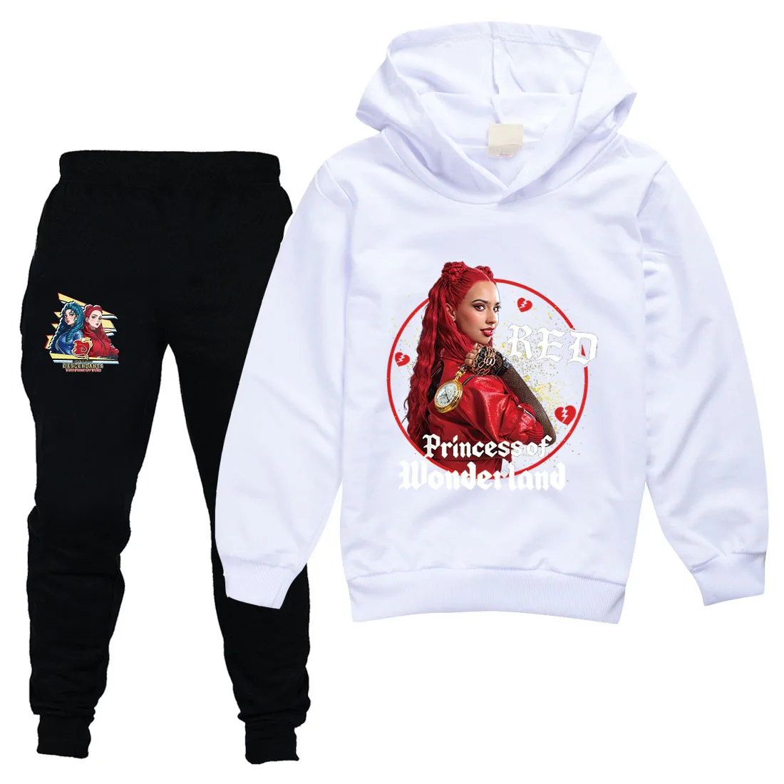 Kids Clothing Sets Girls Movie Descendants 4 Costume The Rise of Red Long Sleeve Hoodies and Pants Children Pullover Tracksuit