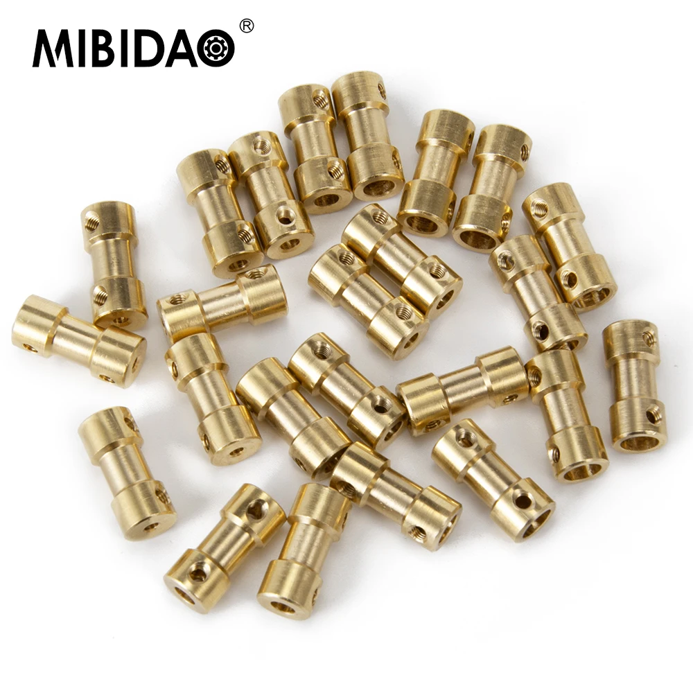 MIBIDAO 5pcs 2mm/2.3mm/3mm/3.17mm/4mm/5mm/6mm Brass Flexible Motor Shaft Coupling Coupler Motor Transmission Connector