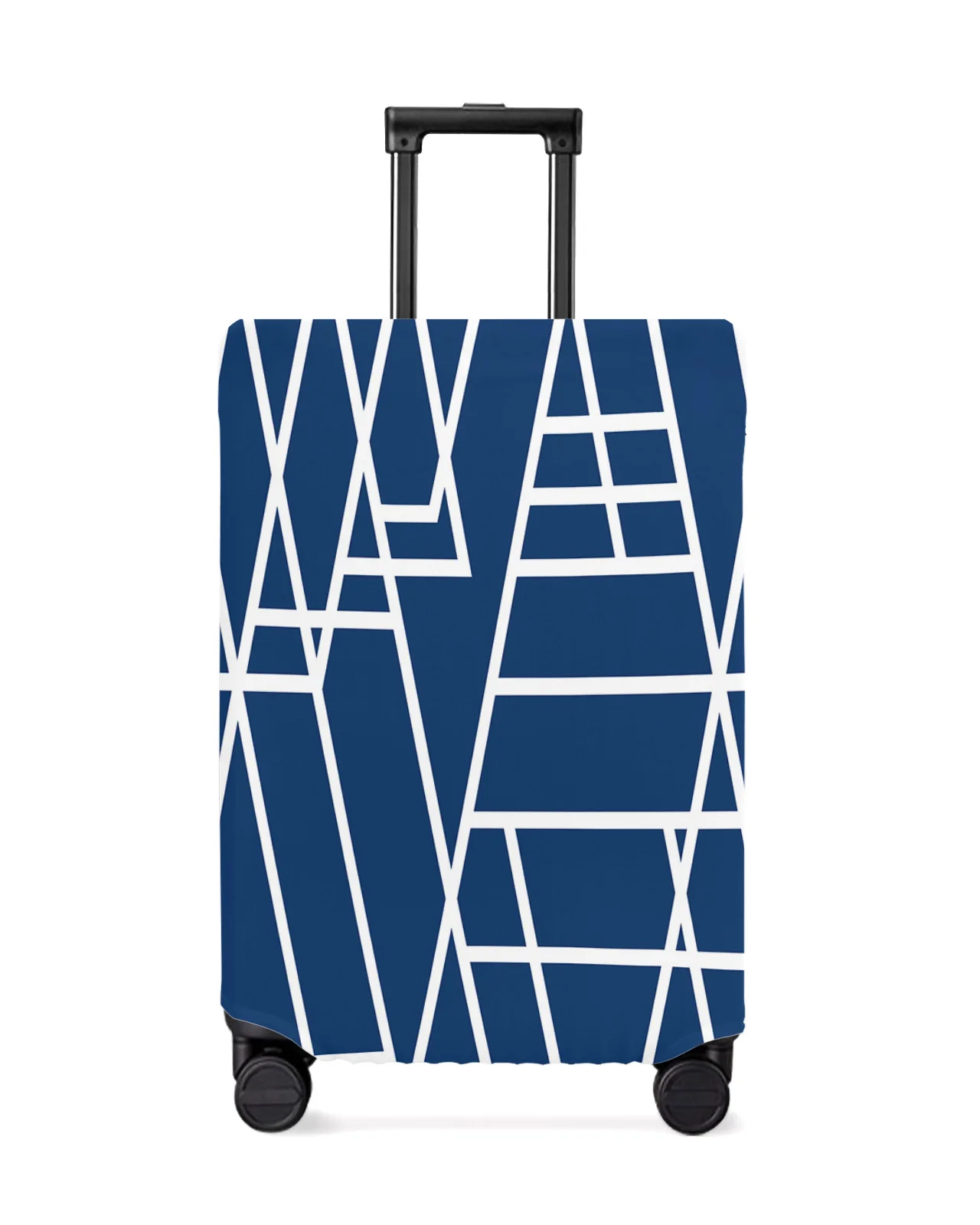 Geometric Texture Blue Luggage Cover Stretch Suitcase Protector Baggage Dust Case Cover for 18-32 Inch Travel Suitcase Case