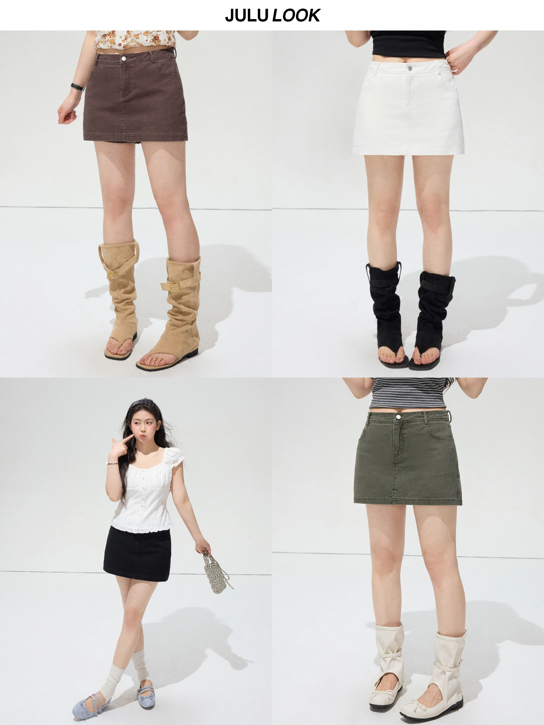 

plus Size Washed Cotton Wrap around Skirt High Waist Short Length American Retro Style for Plump Women Summer Commute Wear