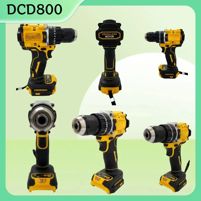 DCD800 20V 무선 드릴 1/2인치 브러시리스 임팩트 드라이버 리튬 전동 공구 2000RPM 임팩트 드릴