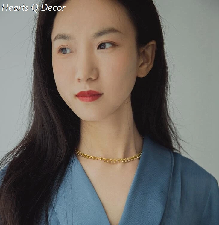 Glam Brass Raindrop Wapped Choker Necklace Classic Women Gifts Jewelry Gown Sweet Boho Trendy INS OL Simply