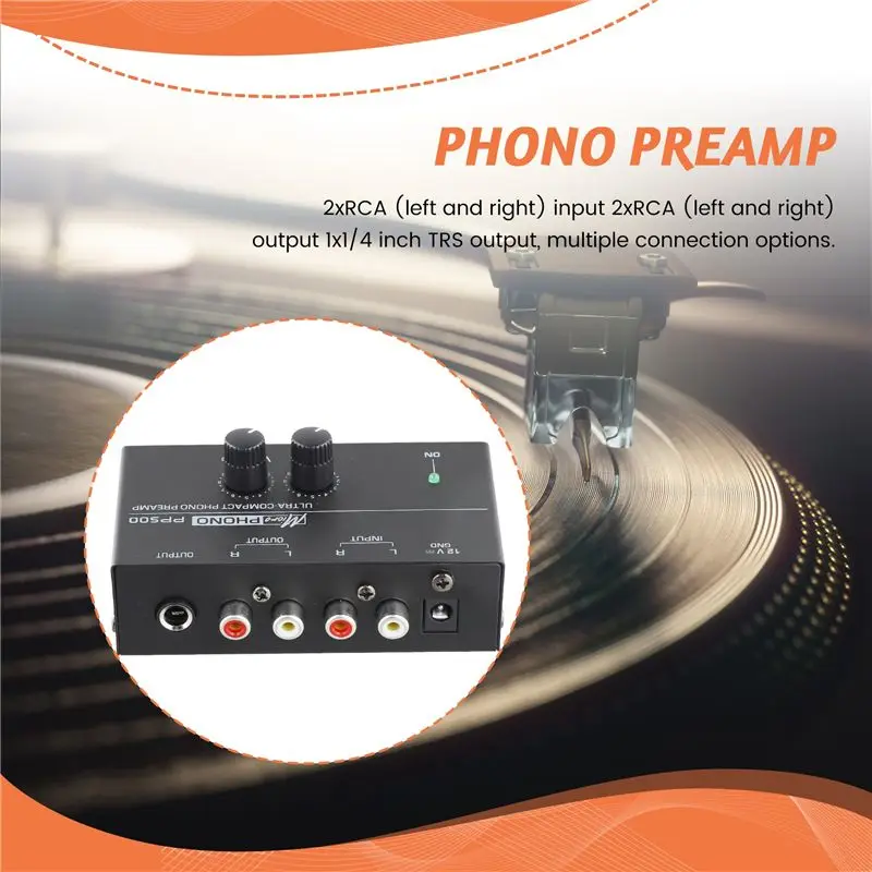 B27B Ultra-Compact Phono Preamp PP500 With Bass Treble Balance Volume Adjustment Pre-Amp Turntable Preamplificador US Plug