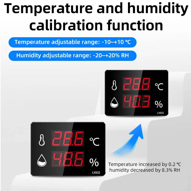 Imagem -06 - Higrômetro Led Digital com Sensor Externo Sonda Medidor de Umidade Medidores Instrumentos Parede para Casa Piscina Jardim