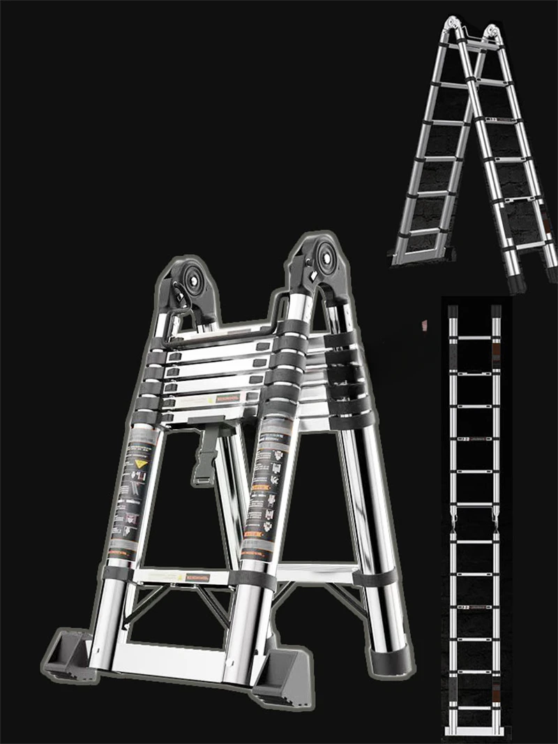 3.4/4.2M Household Telescopic Ladder Portable Thickened Ladders Engineering Outdoor Folding Ladder