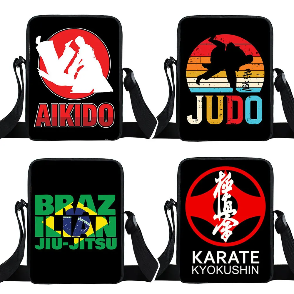 

Martial Arts Judo Karate Crossbody Bags Jiu Jitsu Shoulder Bag for Travel Phone Purse Organizer Bjj Handbags Small Messenger Bag