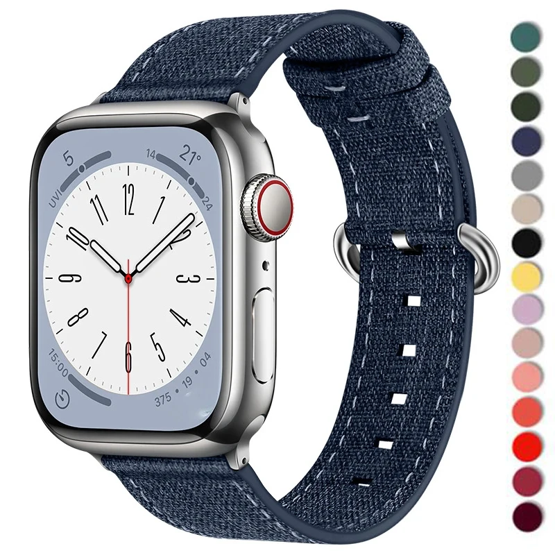 Płócienna opaska na pasek do zegarka Apple 40mm 41 38mm 44 45mm 49mm 42mm bransoletka z tkaniny correa dla iwatch serii 9 7 se 3 4 5 6 ultra 8