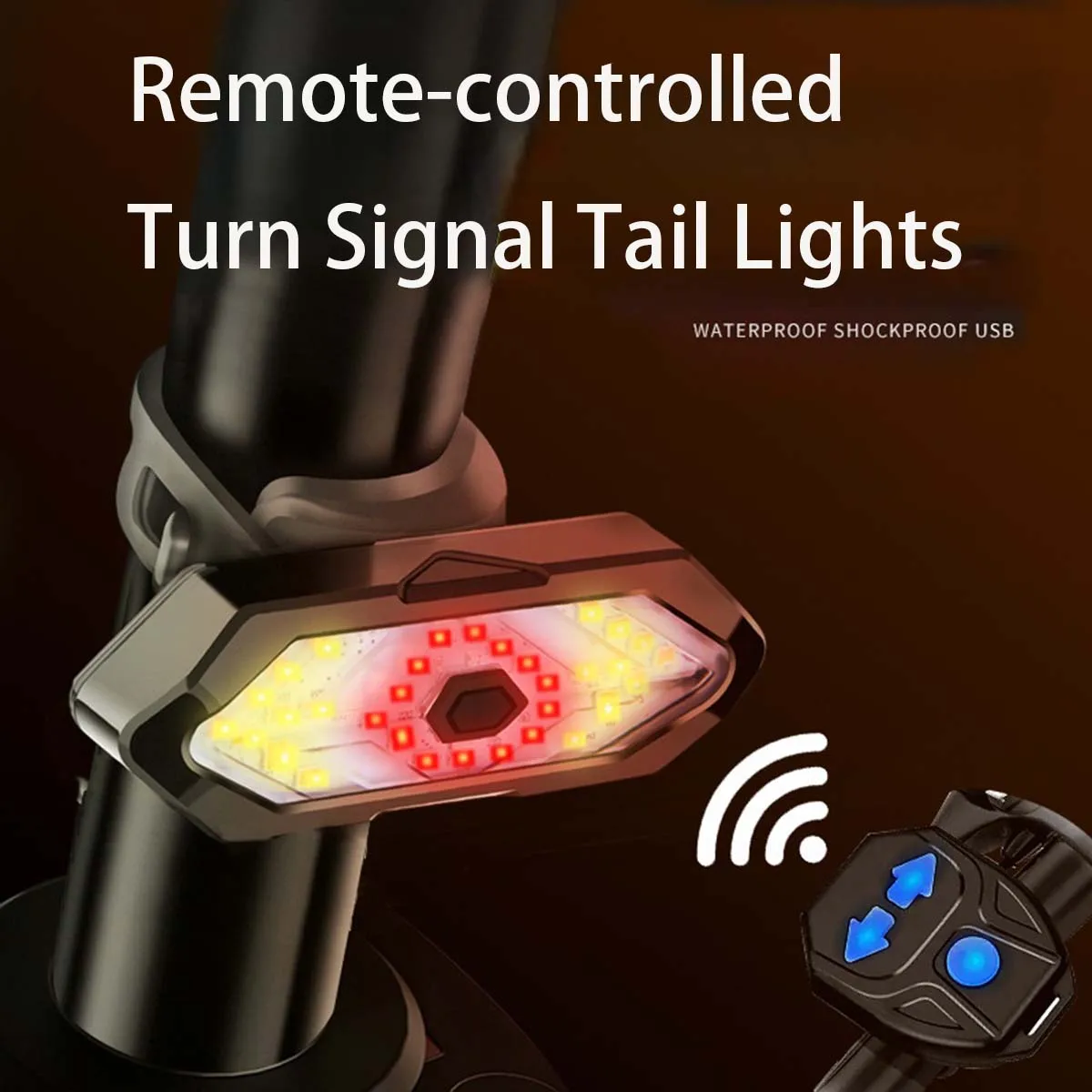 التحكم عن بعد الدراجة بدوره إشارة الضوء الخلفي دراجة اللاسلكية مؤشرات الضوء الخلفي القرن قابلة للشحن ستروب فلاش تحذير الإضاءة #2