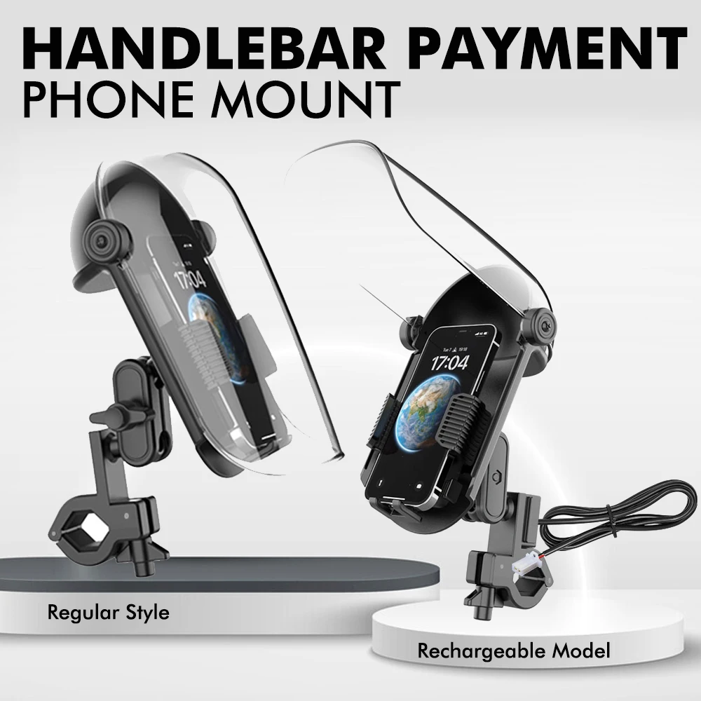 

Motorcycle Phone Mount for Delivery Riders with Sun Shade Rain Cover, Anti-Shake Navigation Bracket for Riding
