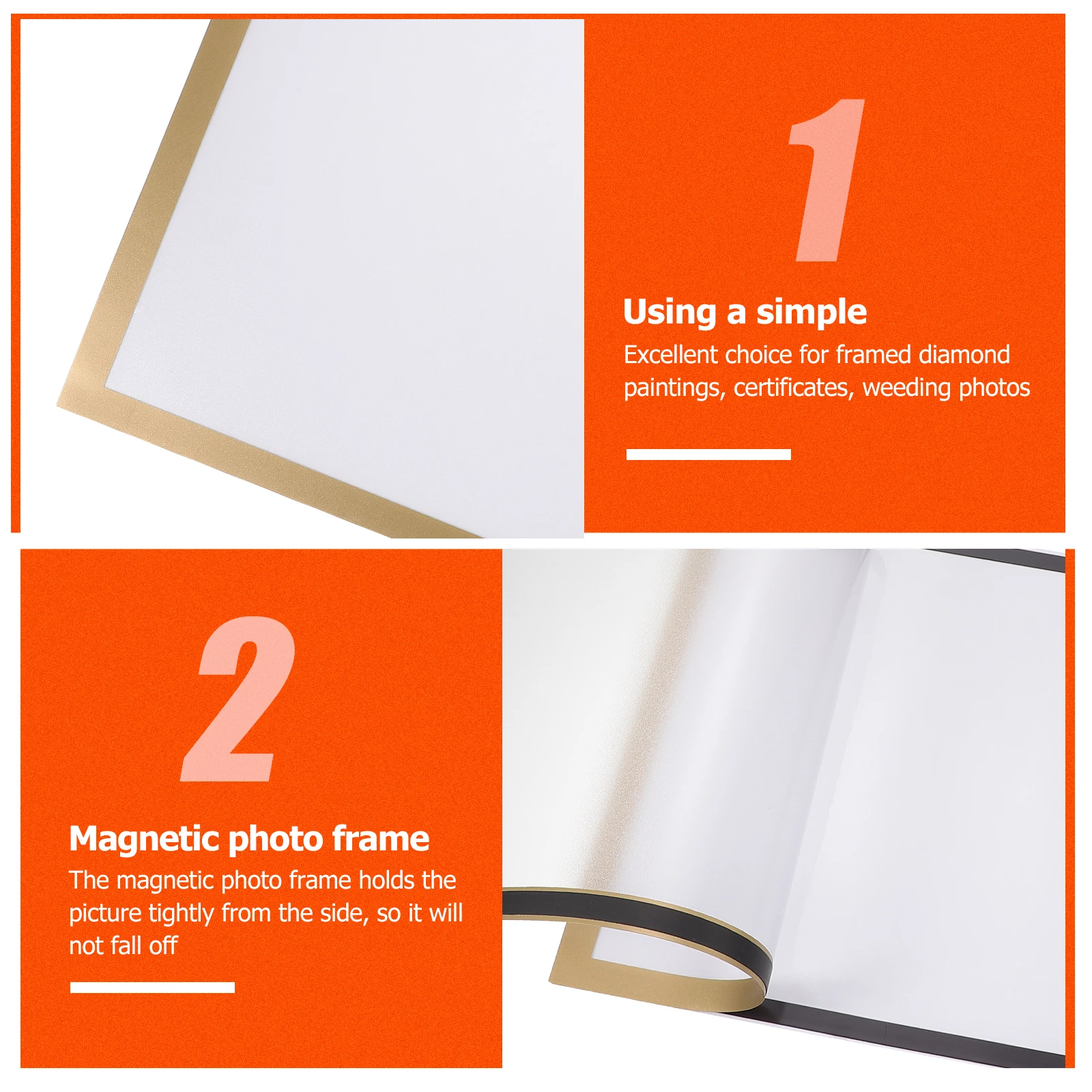 

2 Sets Magnetic Photo Frame Self Adhesive Picture Frame for Documents Schedules Stylish Design Plastic Material