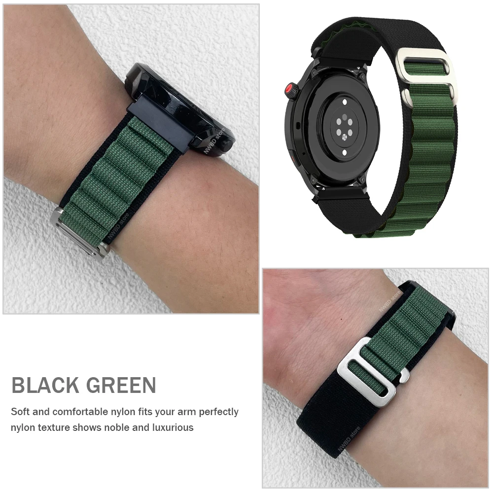 20mm 22mm opaska na Amazfit GTS 4 3 2 Min I/ GTR 4 3 Pro 2 2e Bip nylonowy pasek do zegarka Xiaomi kolor 2 S2 S1 Pro/aktywna bransoletka