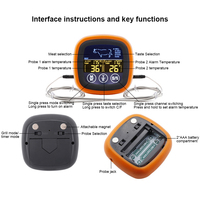 Digital Steak BBQ Timer Cooking Tools Touch Screen Waterproof Meat Temperature Probe Kitchen Meat Probe Thermometer for Grilling