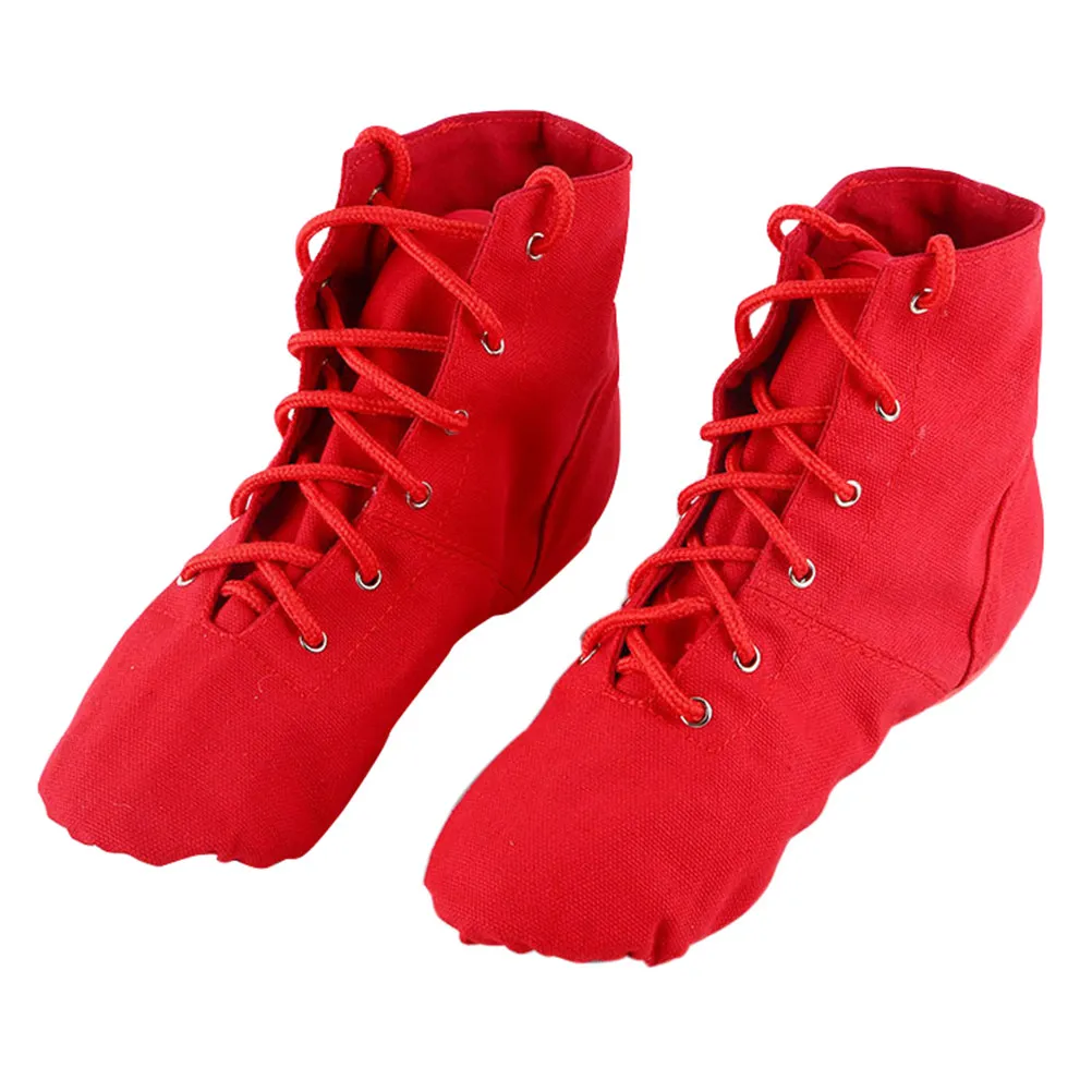 

Red Ballet Dance Shoes Size 37 High Tops Canvas Upper Sole Elastic Strap Kids Dancing Shoes Jazz Flats