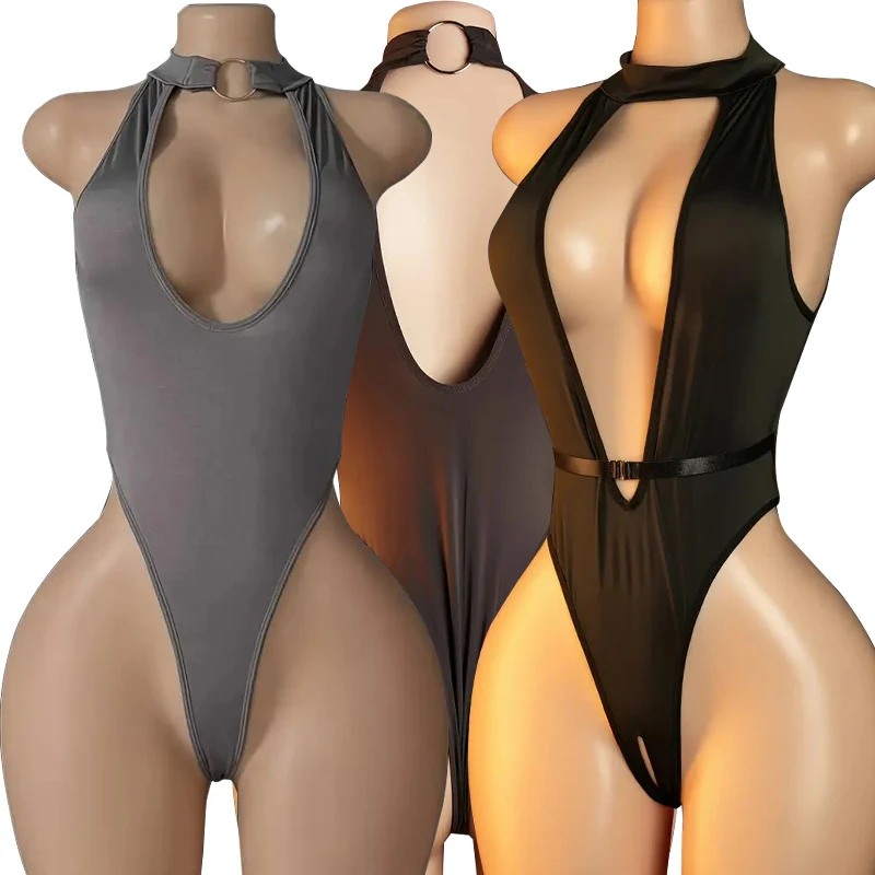 Sexy Lingerie Women Lace Hollow Nightgown Erotic Costumes Teddy Baby Doll Dress Deep V Crotchless Bodysuit Pornoo Underwear