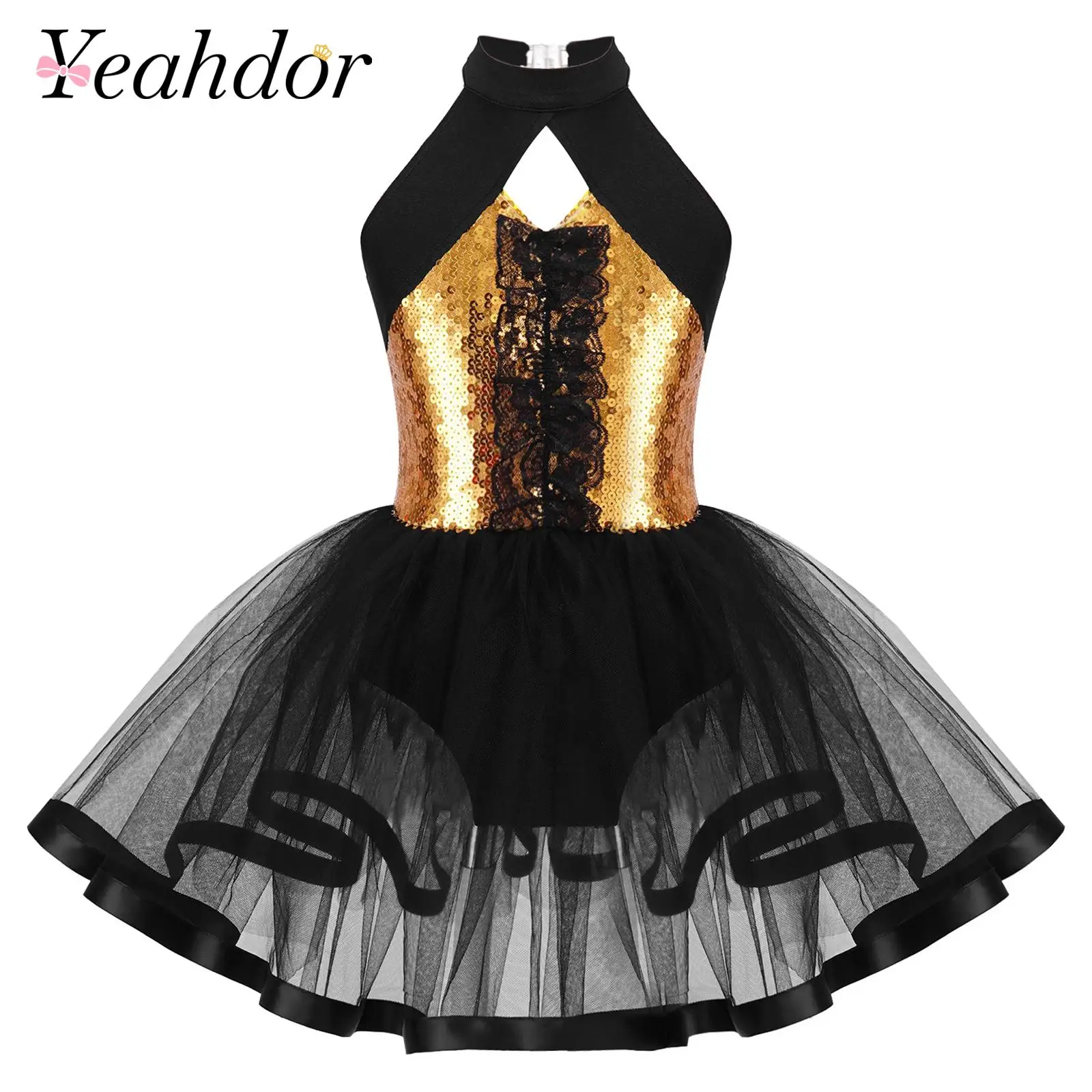 

Детское платье-туту с пайетками для джазовых и балетных танцев, блестящий гимнастический купальник для девочек, костюм балерины для выступлений