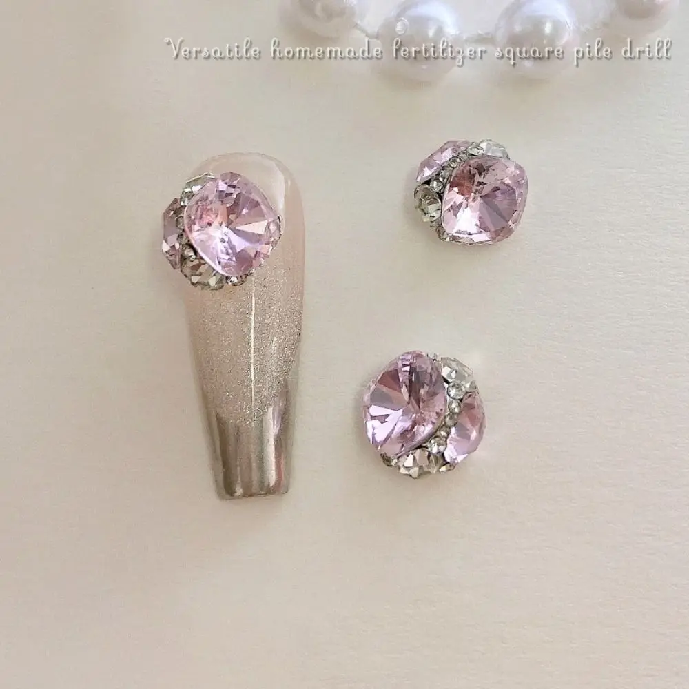 DIY cuadrado gordo hecho a mano uñas diamantes de imitación aleación de lujo accesorio de Arte de uñas 3D cristal manicura decoración accesorio chica