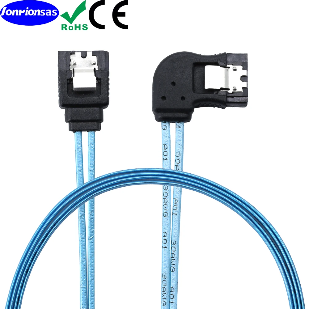 SATA-III 7Pin Female Straight to Right Angle 12Gbps Thin SATA Straight SATA SSD Flexible-SATA Cable for SSD, HDD, CD, DVD Drives
