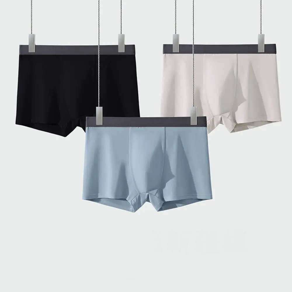 

Comfortable Solid Color Men's Boxer Briefs Thin Simple Cotton Boxer Shorts Sport Style Underpants Male Panties Boy