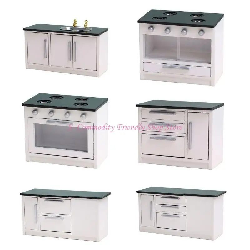 85AE Nhà Búp Bê Tủ Gỗ 1:12 Nhà Búp Bê Mẫu Mini Bồn Rửa Tủ Tủ