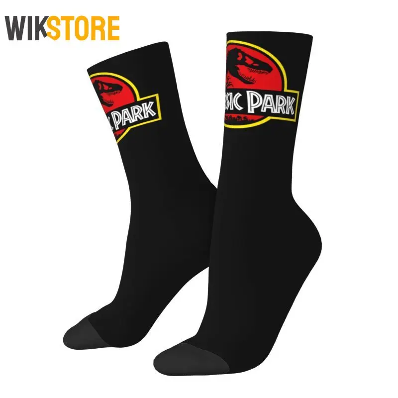 

Jurassic Park Men Women Male Hip Hop Happy Crew Socks Unisex Fun Dinosaur World Dress Socks Non-Slip Running Sport Socks