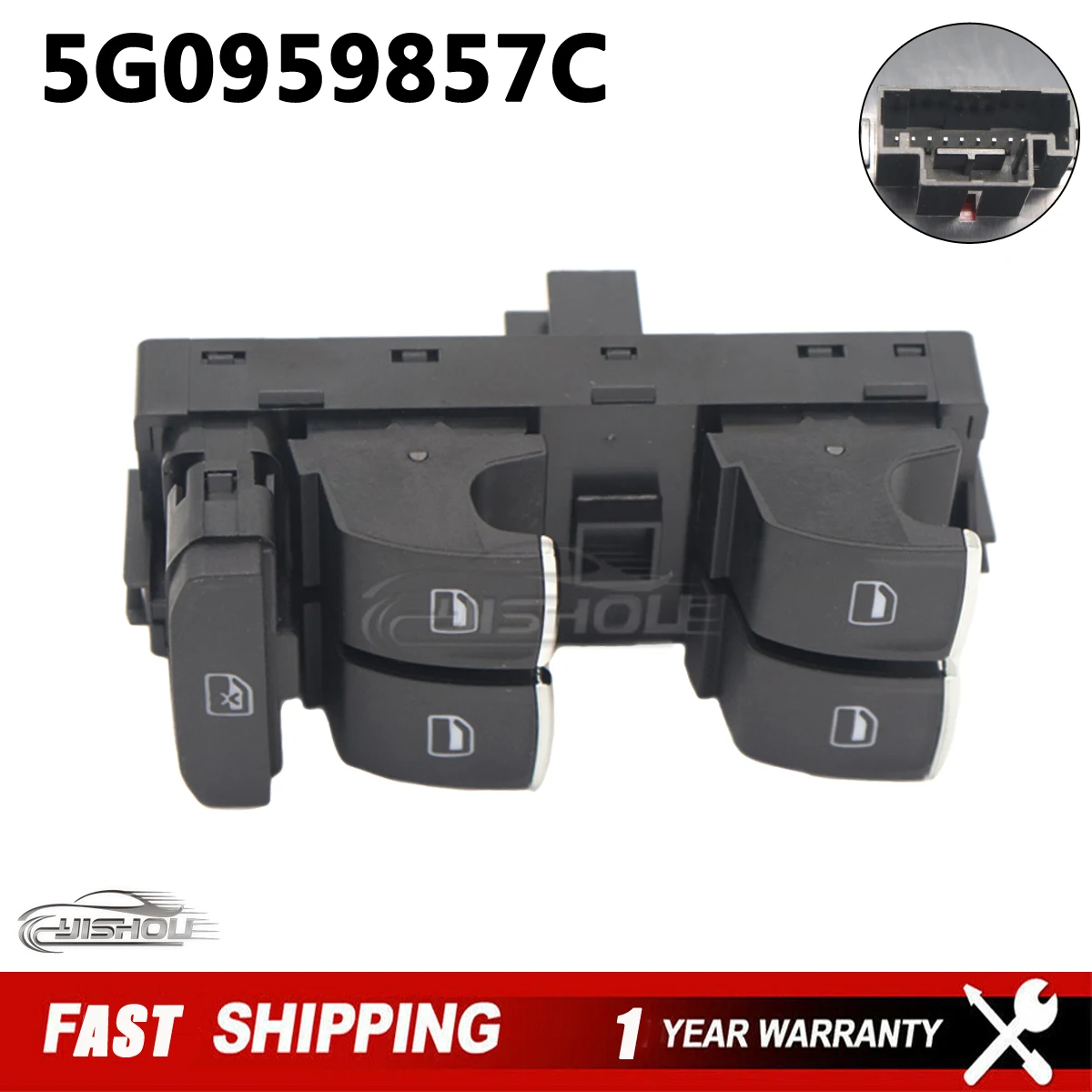

Car Front Left Power Master Window Switch 5G0959857C Fits For Volkswagen Carfter Golf Mk7 Tiguan Touran 5GM867255A 5G0959857E