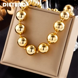 DIEYURO Exaggerated CCB Material Large Round Ball Beads Choker Necklace For Women New Punk Girls Hip Hop Chain Jewelry Gifts