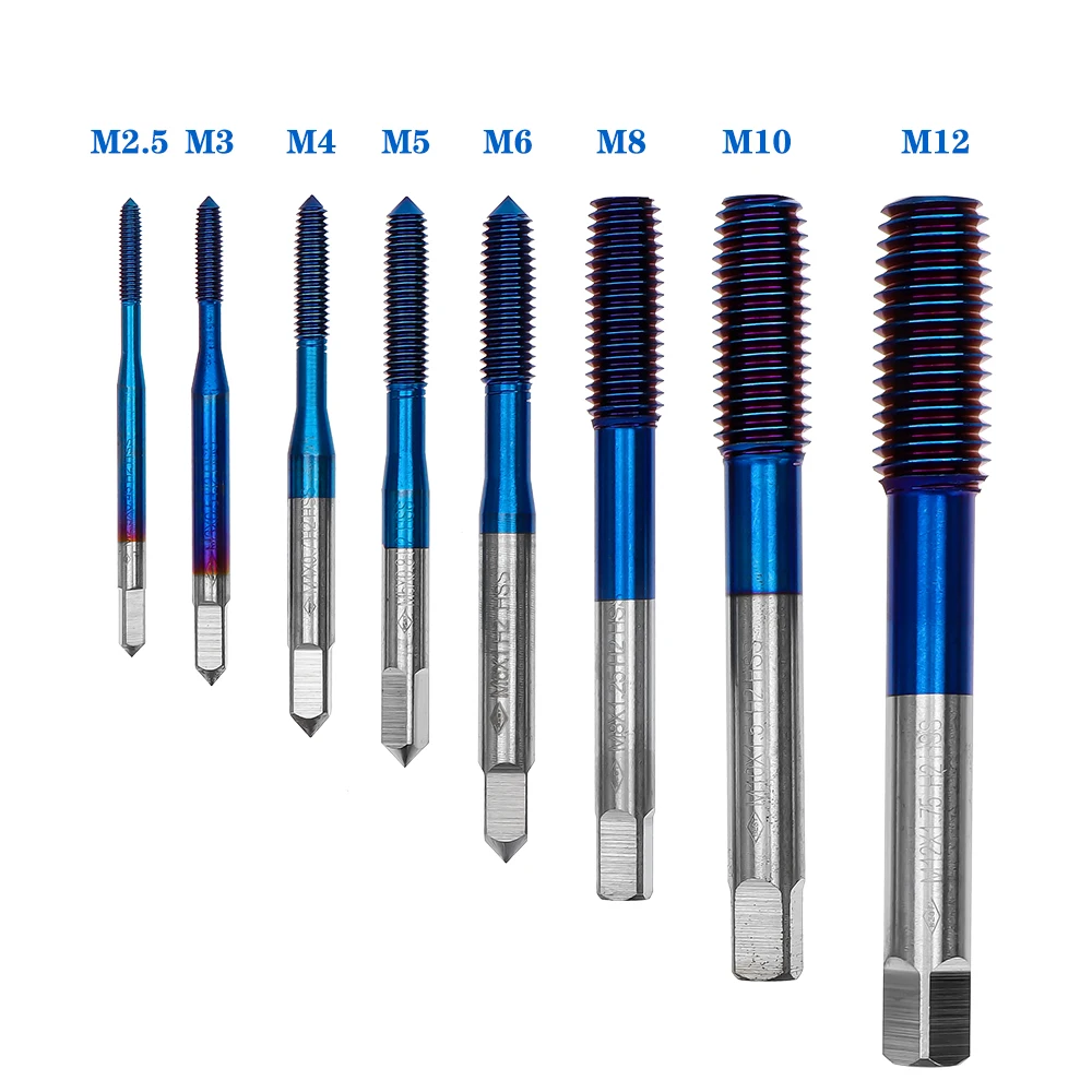 

1PCS M2.5 M3 M4 M5 M6 M8 M10 M12 Metric Screw Tap Drill Nano Coated Machine Tap Drill Bit Set Straight Flute Thread Power Tools