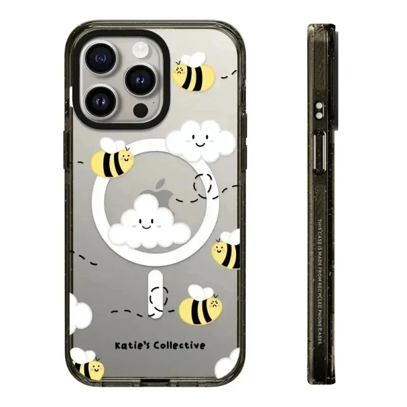 

Flower Honeybee 2.0 Acrylic Black Border MagSafe Pattern iPhone 12 13 14 15 16 Pro Max Protective Case