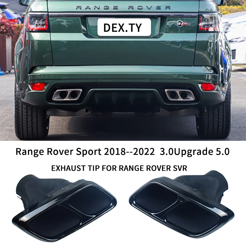 For 2018-2022 Model Range Rover Sport Muffler Tail Pipe 3.0 Upgrade 5.0 Range Rover SVR Black Rectangle Exhaust Tip System