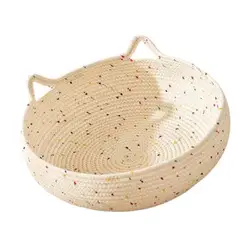 Cat Bed Pet Nest Cat Scratch Board Woven Cat Bed Woven Breathable Cat Bed Round Hand Woven Rattan Cat Beds Kitten Basket