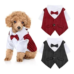 Gentleman Dog Dress For Formal Occasions Four Seasons Puppy Suit With Tie Wedding Pet Photo English Style Teddy Clothes