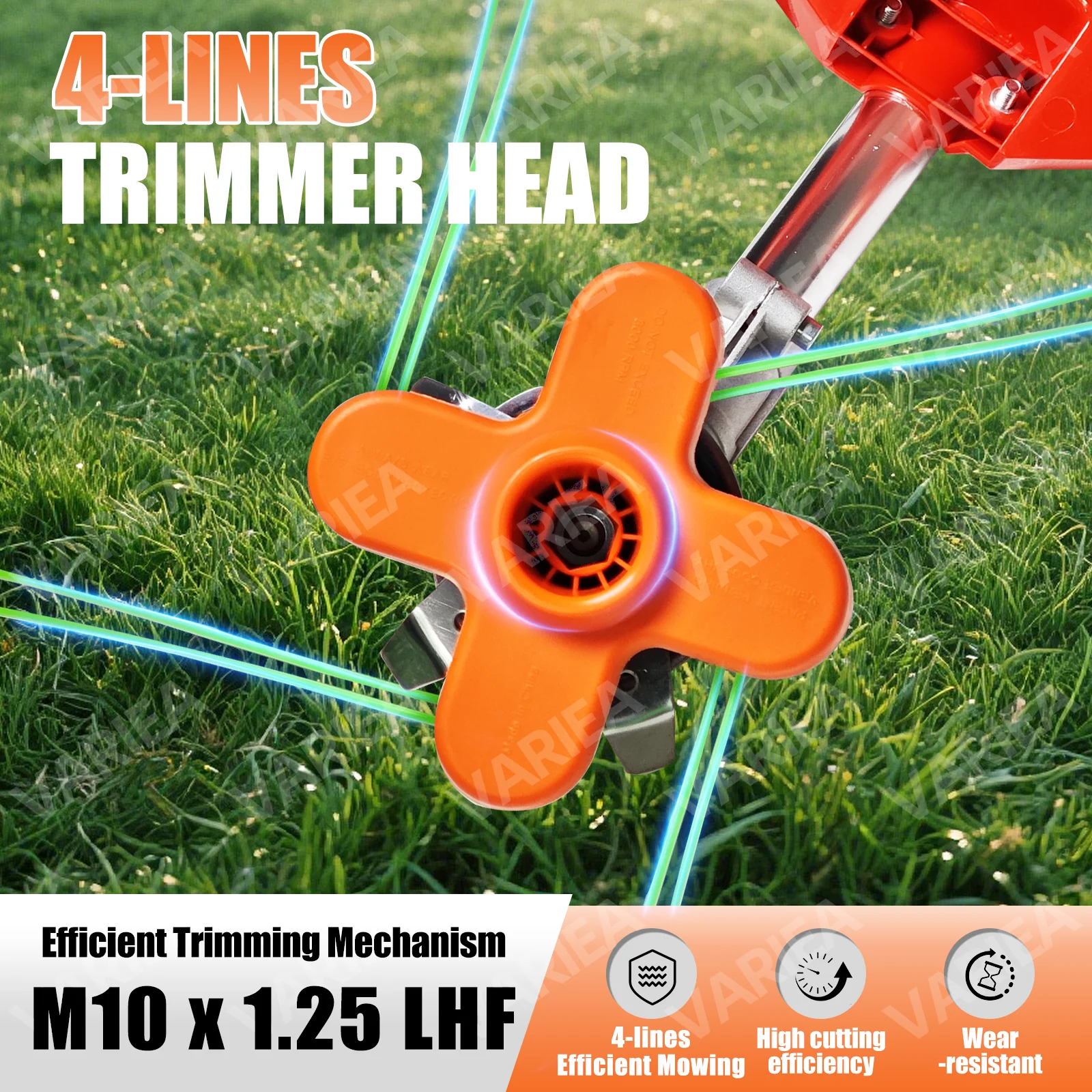 VARIEA-M10 × 1.25LHF high-quality red trimming head 4Line, durable plastic lawn mower replacement parts quick installation and c