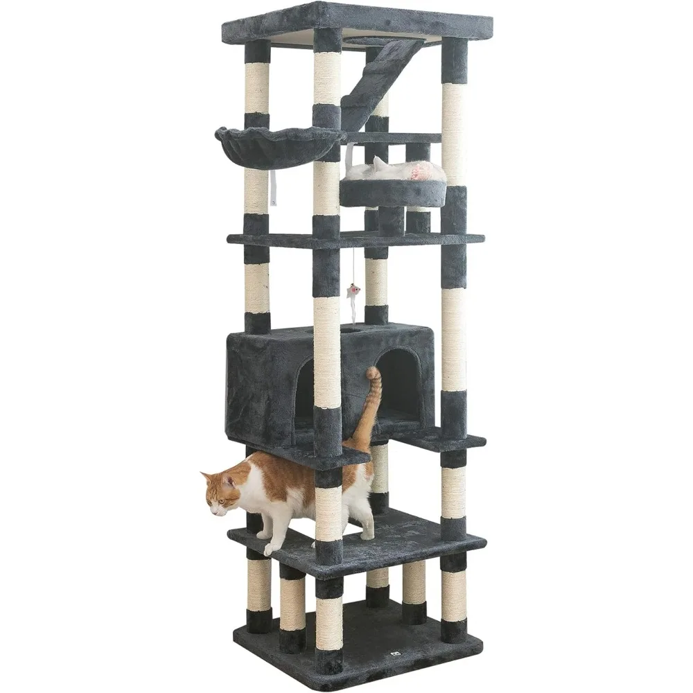 

MWPO 74.8 inches Large Cat Tree with Sisal-Covered Scratching Posts & Condo, Tall Cat Tower Entertainment Playground Furniture f