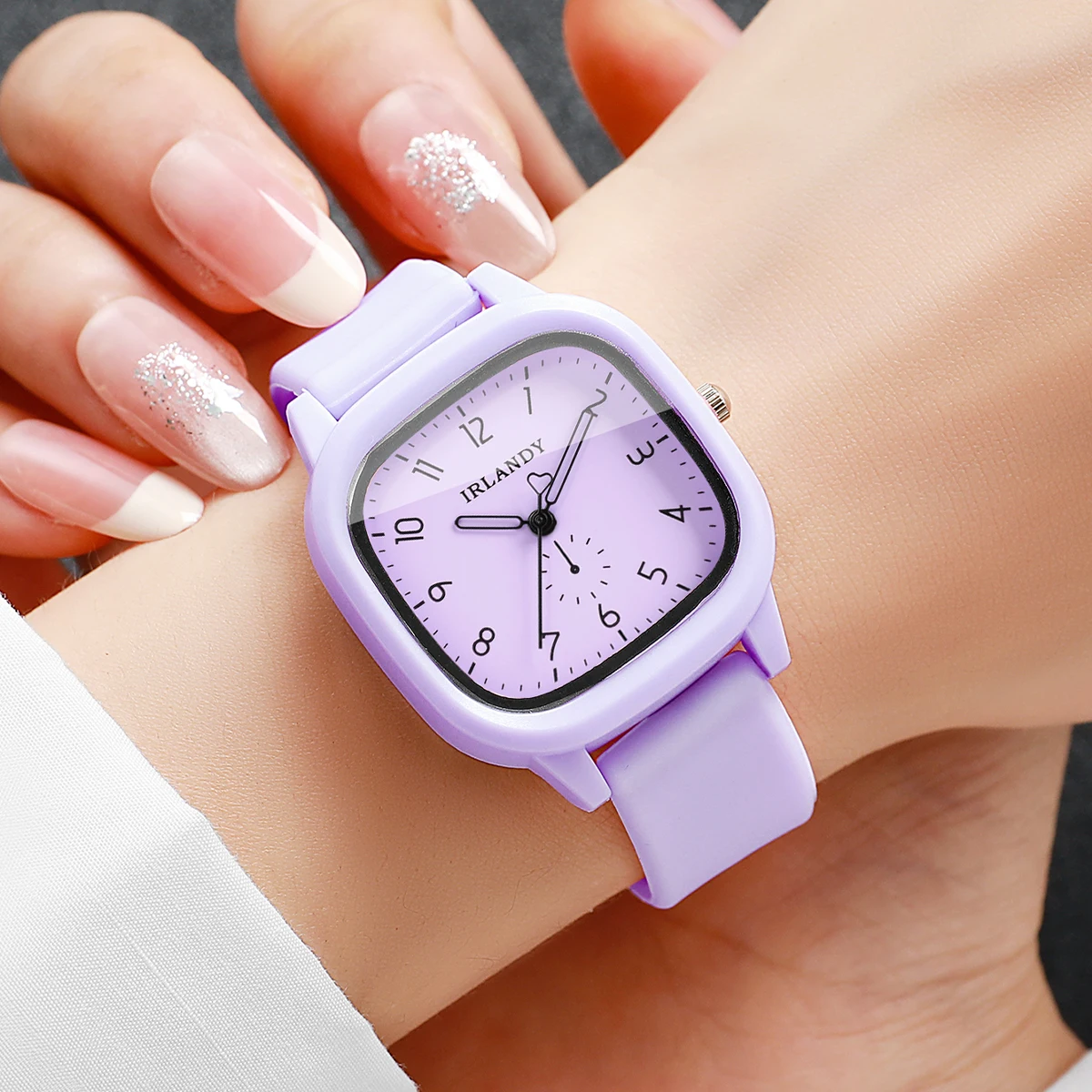 Fashion Women Quartz Watch Simple Square Arabic Dial Silicone Strap Ladies Wristwatches Reloj Mujer Girls Clock (Without Box)