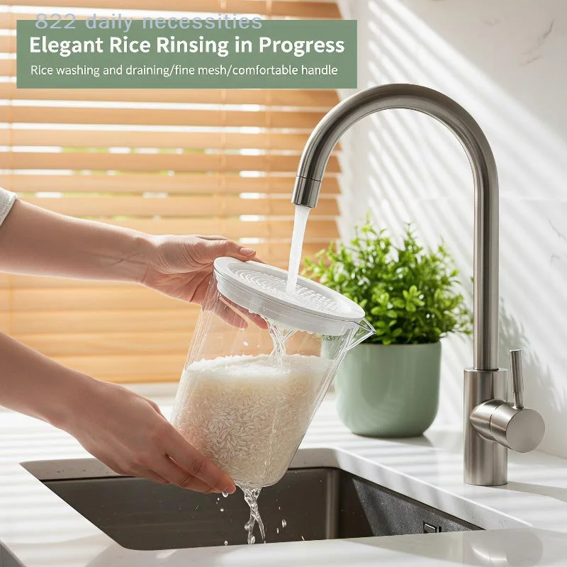 convenientScour Type Rice Washing Drain Basket Free Hand Food Safe Colander for Kitchen Camping Pasta Vegetable Rinsing