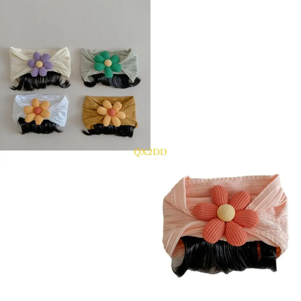 

QX2D Baby Hairpiece Bangs Hairband for Newborns Cosplay Flower Decor Hair Accessories