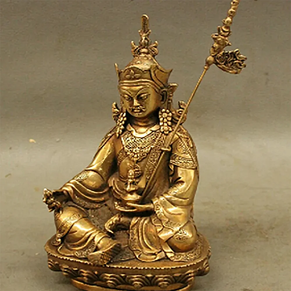 Wholesale Factory Tibet Buddhism Brass Copper Longevity Guru Padmasambhava Rinpoche Buddha Statue