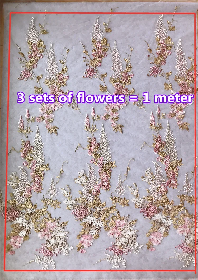 Colored Lace Flowers Wedding Dress, Skirt, Cheongsam Accessories Accessories Manual Diy Jewelry Patch 130CM*30CM RS1943