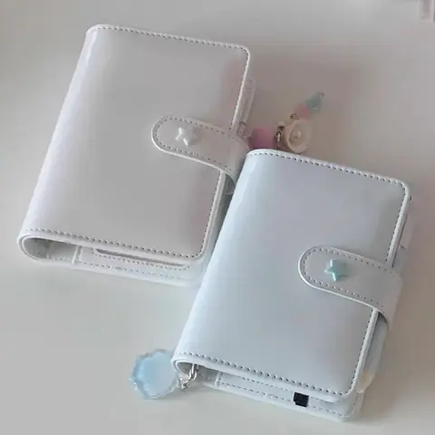 Korean Cute Cream Style Handheld Ledger Girl's Heart Full of Lacquer Leather M5 Loose Leaf Notebook Mini Check in Notebook Gift