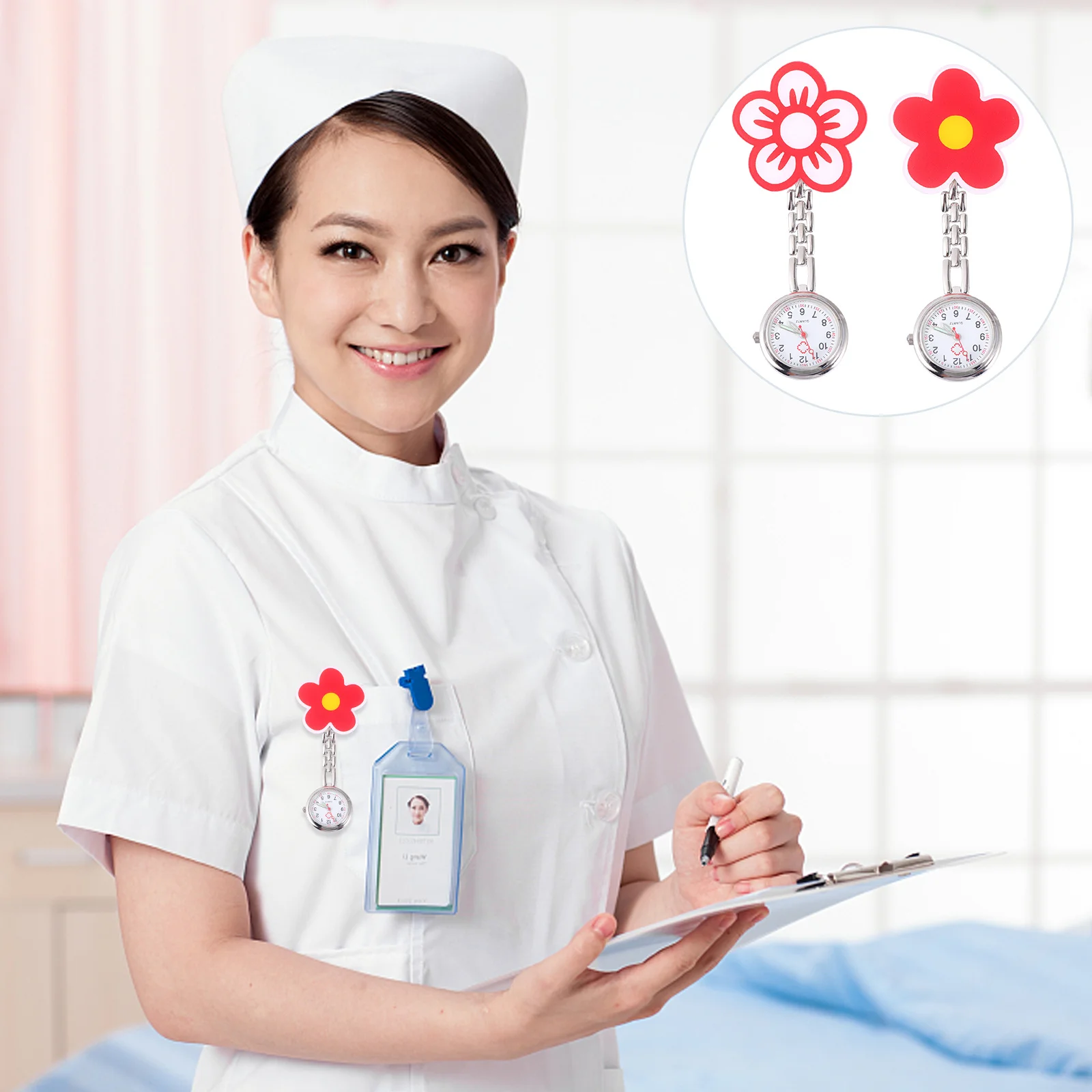 2Pcs Nursing Watch High Quality Materials Durable Practical Easy Carry Clear Time Display Classic Stylish Design Luminous