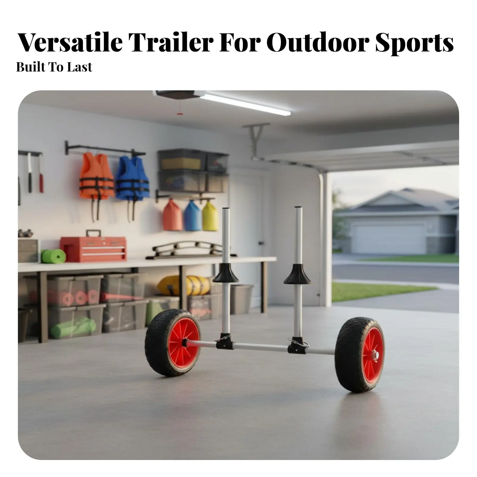 Kayak Scupper Cart Sturdy Duty Aluminum Frame Scupper Hole Kayak Cart Wheeled Watercraft Hauler Adjustable Width Watercraft - view 2