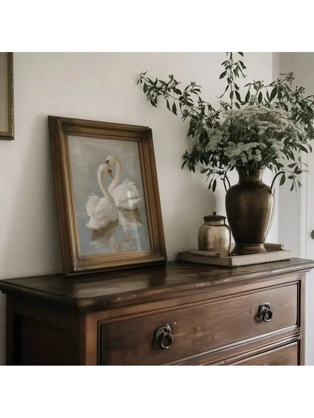 فرملس سوان خمر الفن قماش المشارك مزرعة ريفي الديكور الرجعية اللوحة طباعة لوحة على الحائط لتزيين المنزل ، هدية مثالية