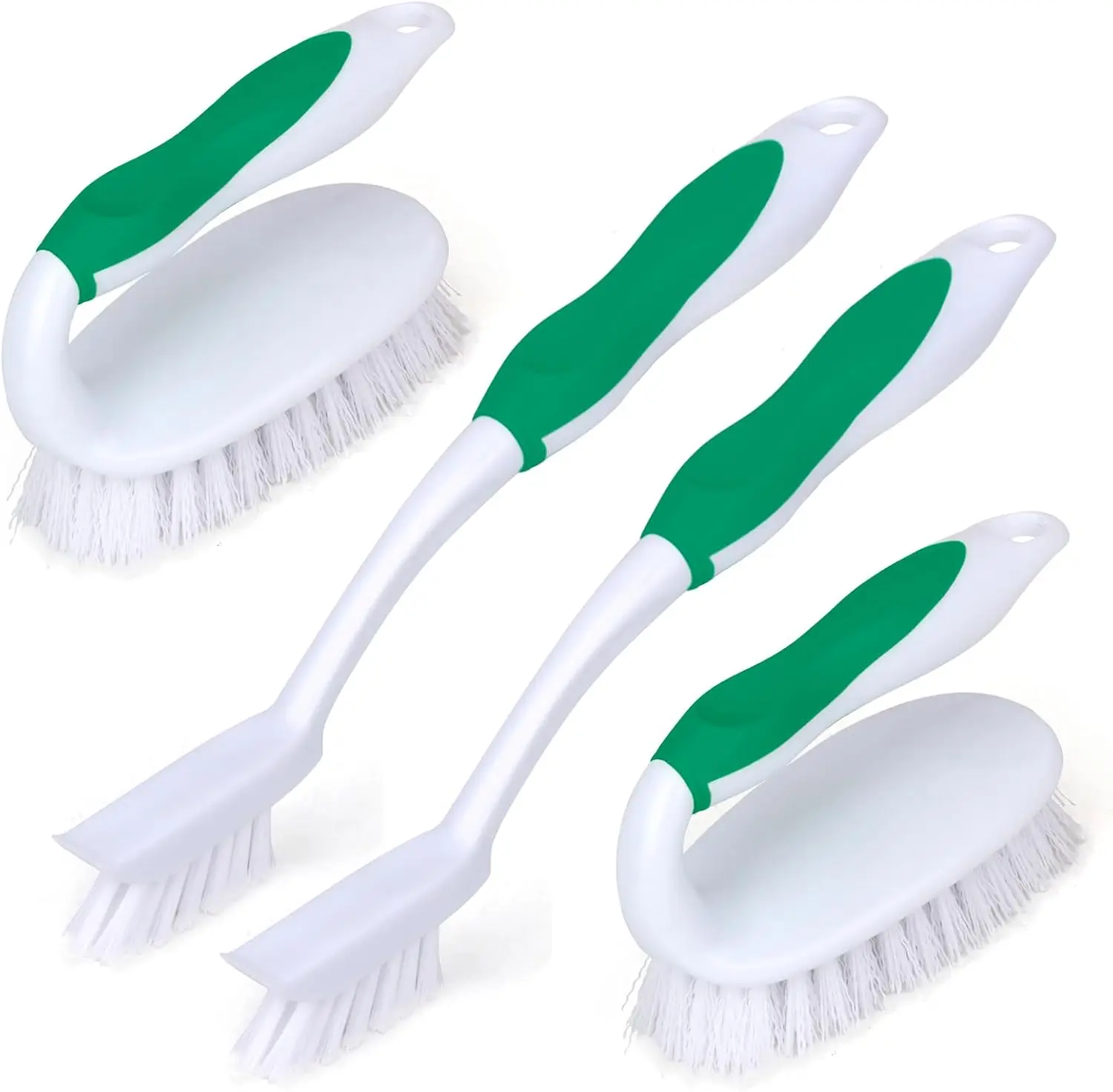 

Scrub Brush Set, 4 Pack Deep Cleaning Brush Kit - 2 Scrub Brush, 2 Tile & Grout Brush with Built-in Scraper, Household Commercia