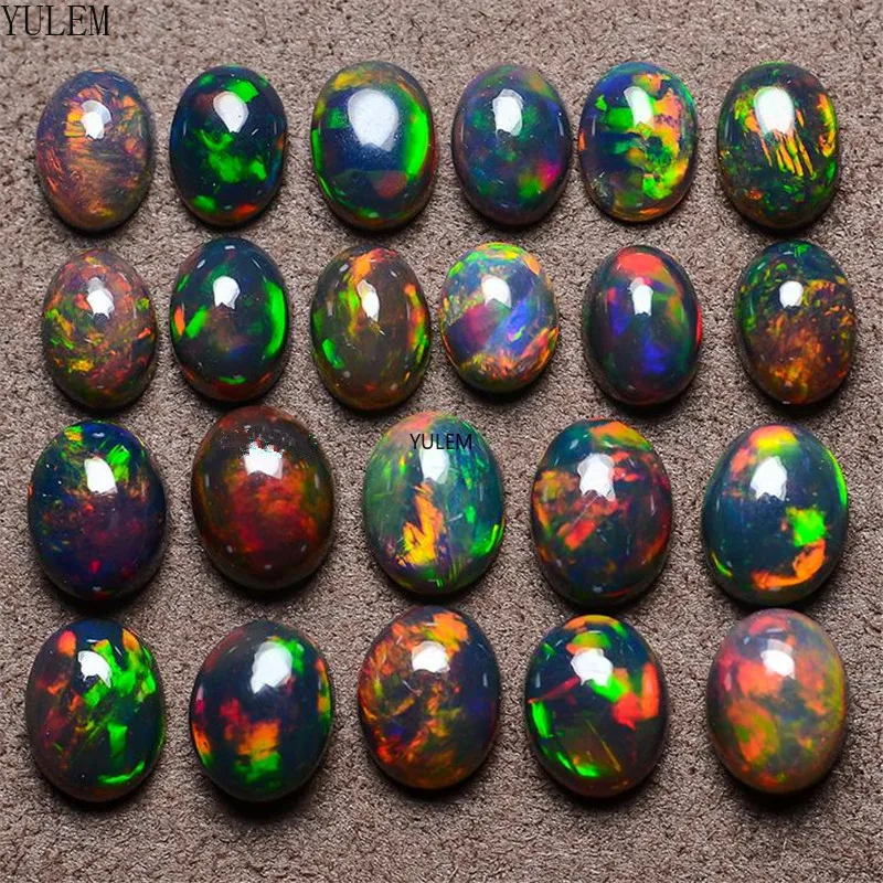 

YULEM High Quality Dyed Natural Black Opal Loose Gemstone for Jewelry DIY with Various Sizes Needed