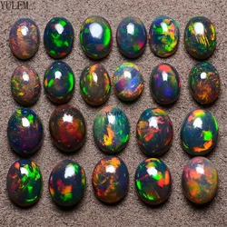 YULEM High Quality Dyed Natural Black Opal Loose Gemstone for Jewelry DIY with Various Sizes Needed