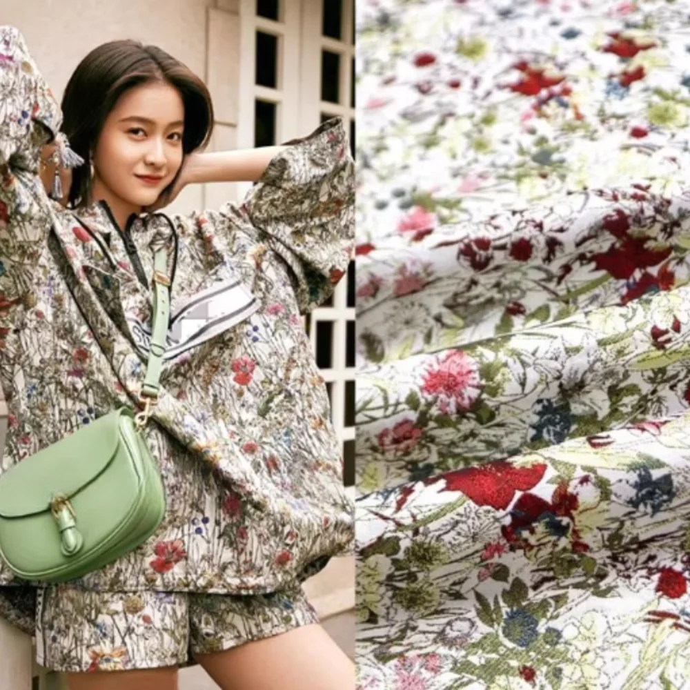 

Yarn-dyed Brocade Jacquard Fabric Spring and Summer Thin Floral Dresses Suit Jacket Clothing Brand Fashion Design Sewing Cloth